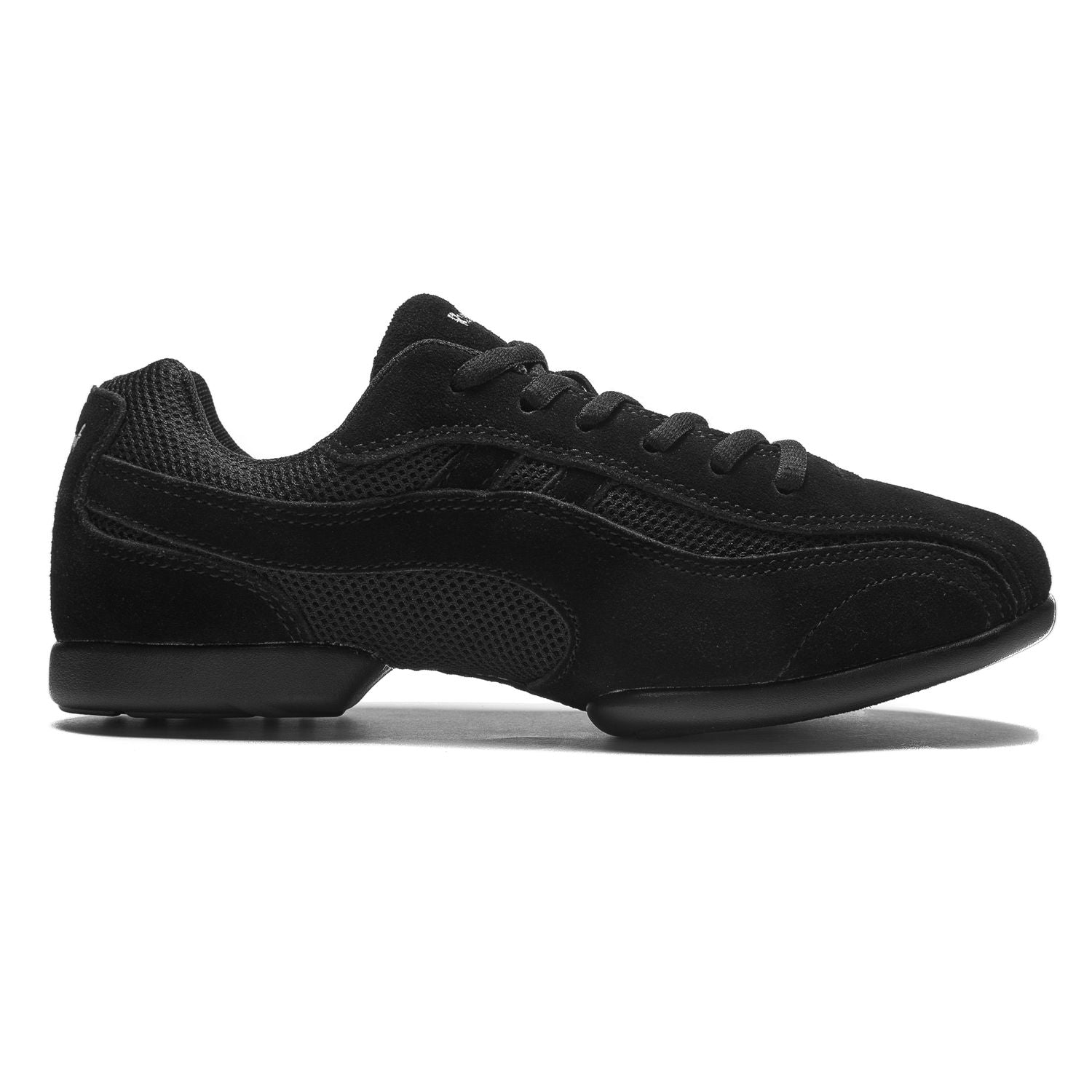 Rumpf 1592 Jive Sneaker in Schwarz: Schnürung, Mesh-Struktur, geteilte Gummisohle.